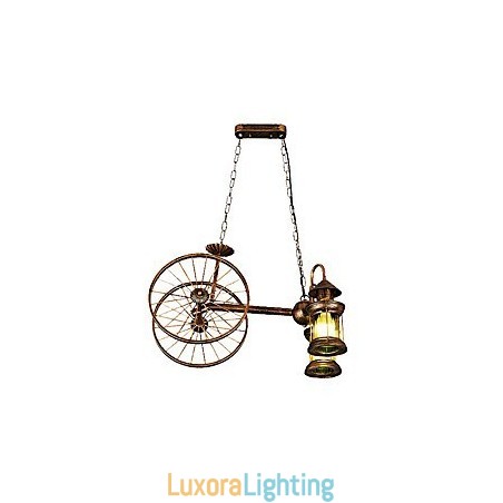 Designer Touch Decorative Rustic Lodge Vintage Retro Country Globe Painting Feature for Mini Style Designers Metal Chandelier