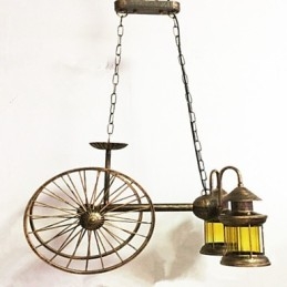 Designer Touch Decorative Rustic Lodge Vintage Retro Country Globe Painting Feature for Mini Style Designers Metal Chandelier