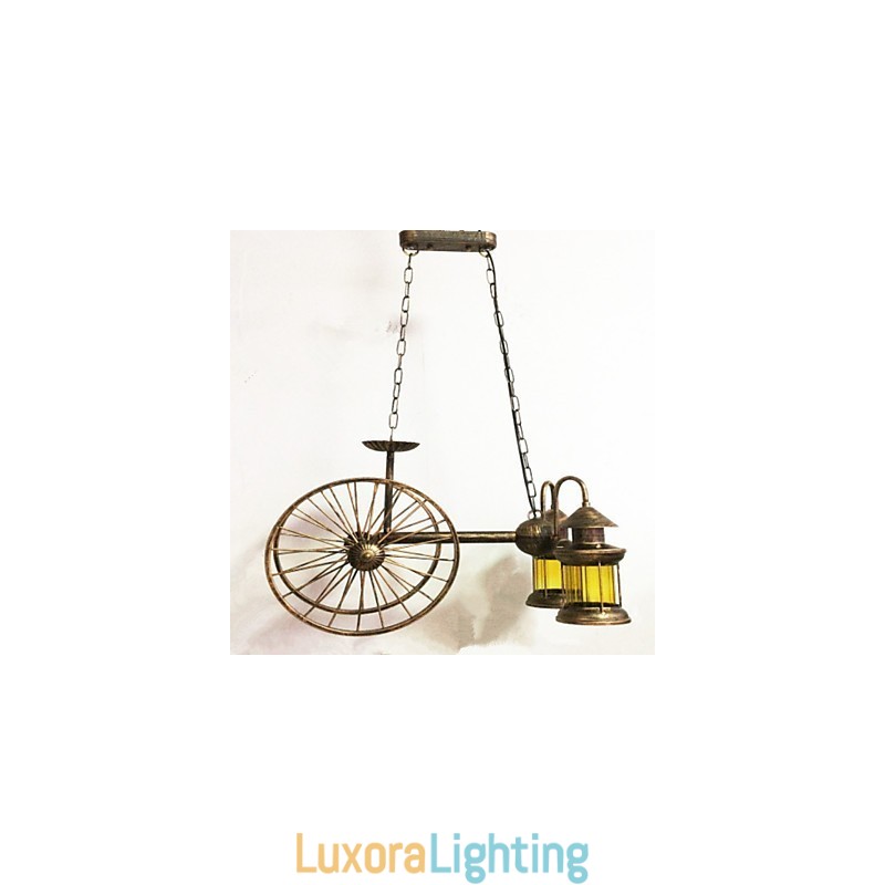 Designer Touch Decorative Rustic Lodge Vintage Retro Country Globe Painting Feature for Mini Style Designers Metal Chandelier