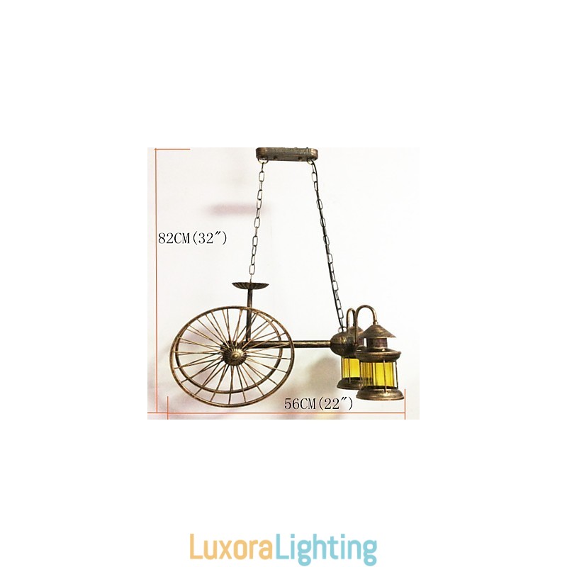 Designer Touch Decorative Rustic Lodge Vintage Retro Country Globe Painting Feature for Mini Style Designers Metal Chandelier