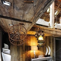 Designer Touch Decorative Rustic Lodge Vintage Retro Country Globe Painting Feature for Mini Style Designers Metal Chandelier