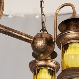 Designer Touch Decorative Rustic Lodge Vintage Retro Country Globe Painting Feature for Mini Style Designers Metal Chandelier