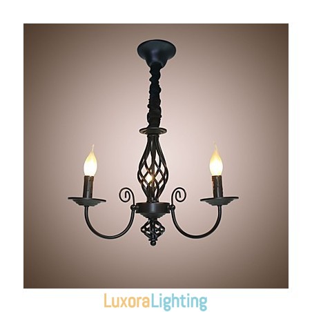 Designer Touch Decorative European Style Chandelier 3 Lights Chandelier Simple Lights Creative Iron Candles Lamps