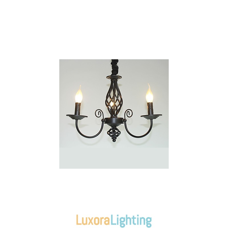 Designer Touch Decorative European Style Chandelier 3 Lights Chandelier Simple Lights Creative Iron Candles Lamps