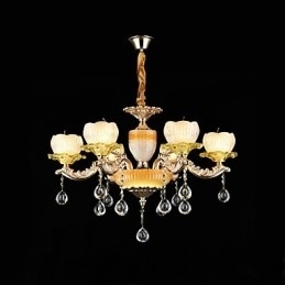 Designer Touch Decorative Traditional Classic Zinc Alloy Feature for Crystal Mini Style Metal 6 Bulbs Chandelier