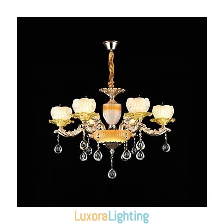 Designer Touch Decorative Traditional Classic Zinc Alloy Feature for Crystal Mini Style Metal 6 Bulbs Chandelier