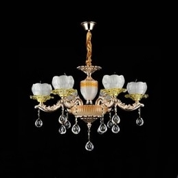 Designer Touch Decorative Traditional Classic Zinc Alloy Feature for Crystal Mini Style Metal 6 Bulbs Chandelier
