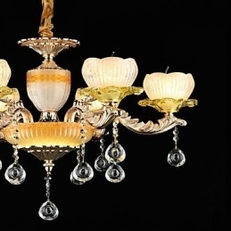 Designer Touch Decorative Traditional Classic Zinc Alloy Feature for Crystal Mini Style Metal 6 Bulbs Chandelier