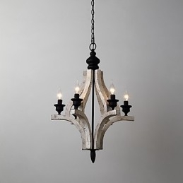 Designer Touch Decorative Vintage Painting Feature Mini Style Wood Bamboo Chandelier Lamp the Decorate Pendant Lamp