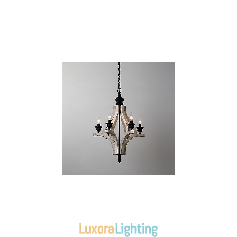 Designer Touch Decorative Vintage Painting Feature Mini Style Wood Bamboo Chandelier Lamp the Decorate Pendant Lamp