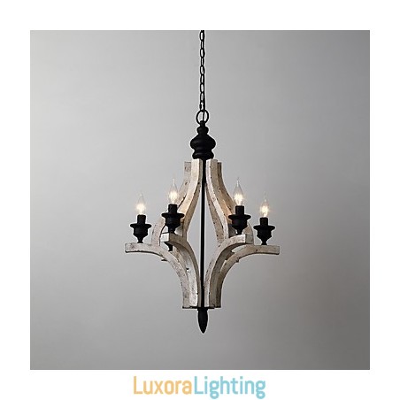 Designer Touch Decorative Vintage Painting Feature Mini Style Wood Bamboo Chandelier Lamp the Decorate Pendant Lamp