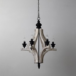 Designer Touch Decorative Vintage Painting Feature Mini Style Wood Bamboo Chandelier Lamp the Decorate Pendant Lamp