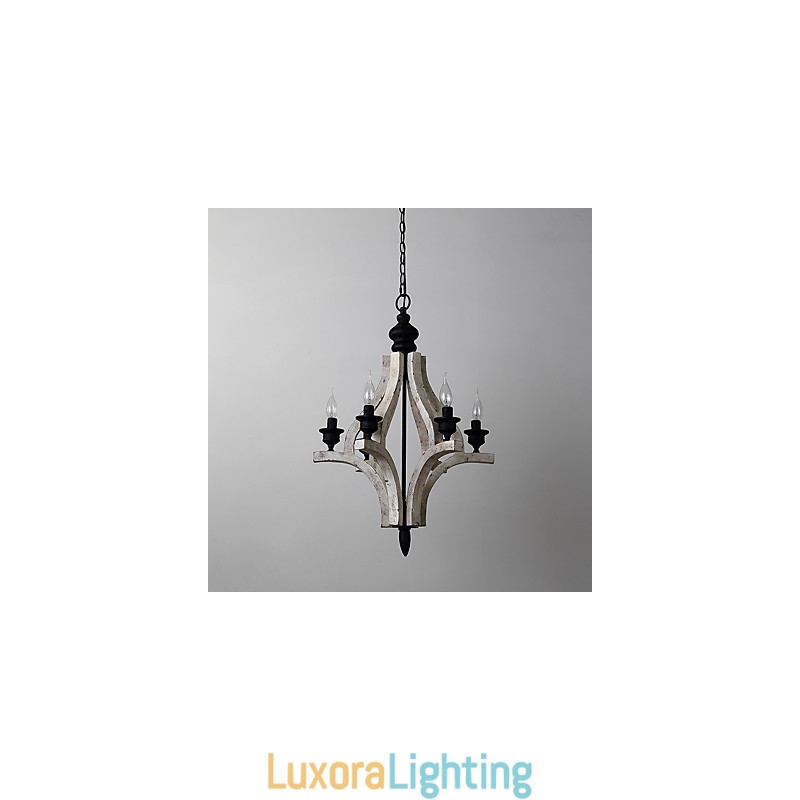 Designer Touch Decorative Vintage Painting Feature Mini Style Wood Bamboo Chandelier Lamp the Decorate Pendant Lamp