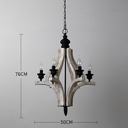 Designer Touch Decorative Vintage Painting Feature Mini Style Wood Bamboo Chandelier Lamp the Decorate Pendant Lamp