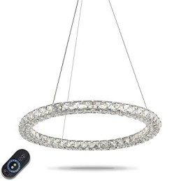Designer Touch Decorative Modern Ring Crystal Pendant Light Crystal Chandelier Ceiling Light Indoor Lamps Fixtures Dimmable with Remote Control