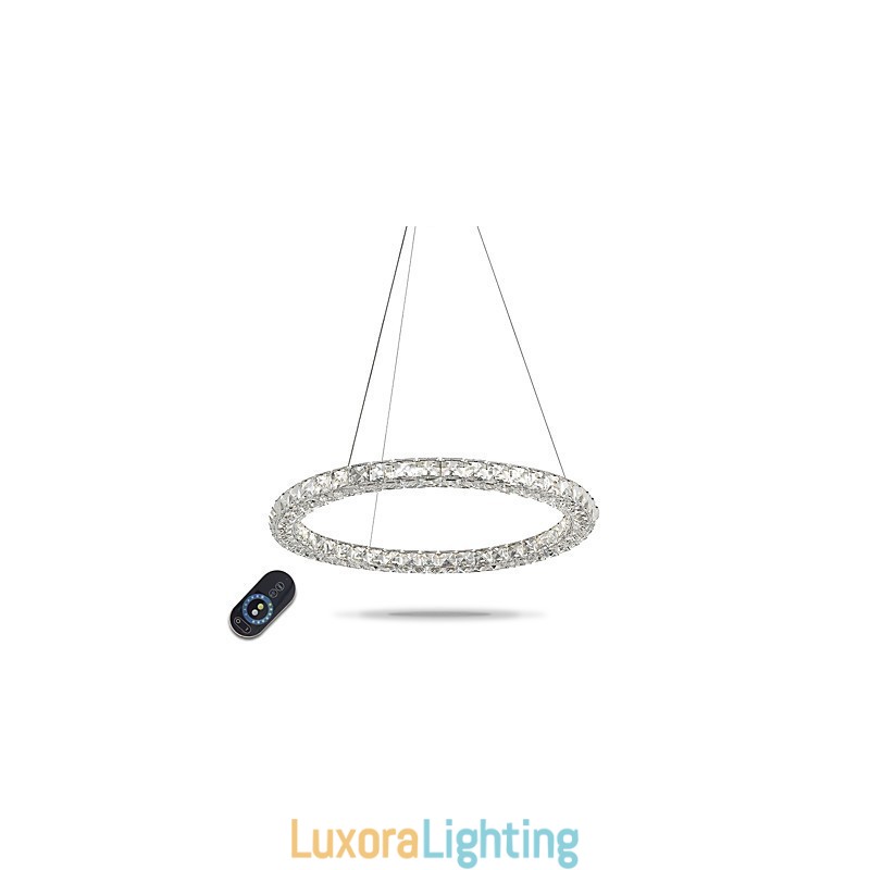 Designer Touch Decorative Modern Ring Crystal Pendant Light Crystal Chandelier Ceiling Light Indoor Lamps Fixtures Dimmable with Remote Control