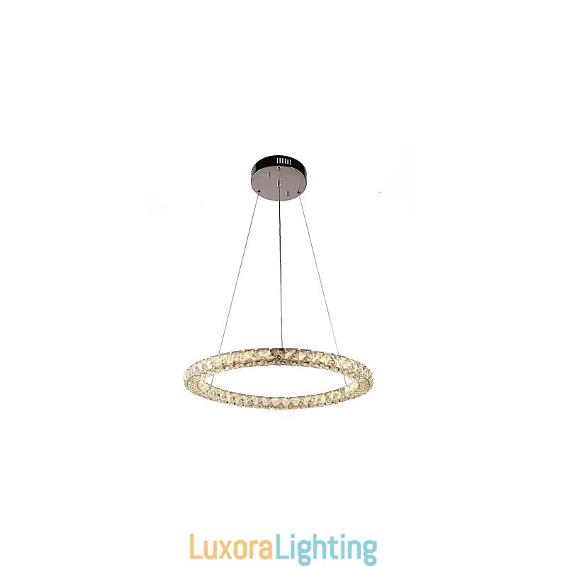 Designer Touch Decorative Modern Ring Crystal Pendant Light Crystal Chandelier Ceiling Light Indoor Lamps Fixtures Dimmable with Remote Control
