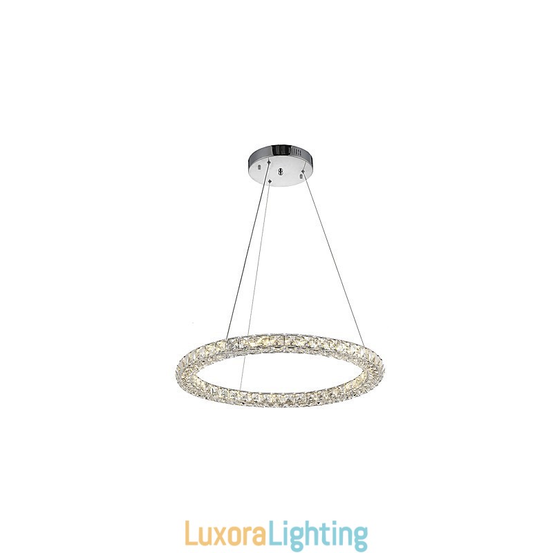 Designer Touch Decorative Modern Ring Crystal Pendant Light Crystal Chandelier Ceiling Light Indoor Lamps Fixtures Dimmable with Remote Control