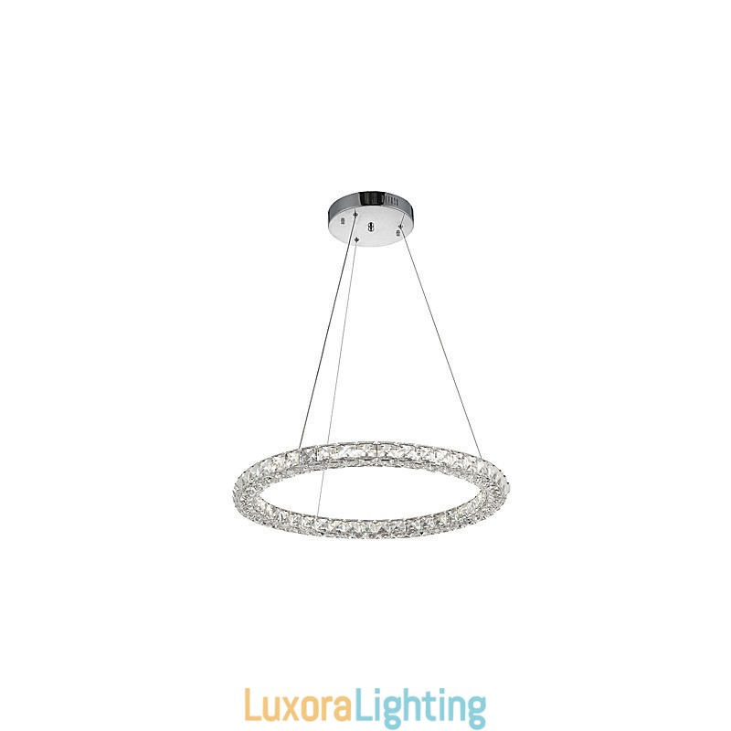Designer Touch Decorative Modern Ring Crystal Pendant Light Crystal Chandelier Ceiling Light Indoor Lamps Fixtures Dimmable with Remote Control