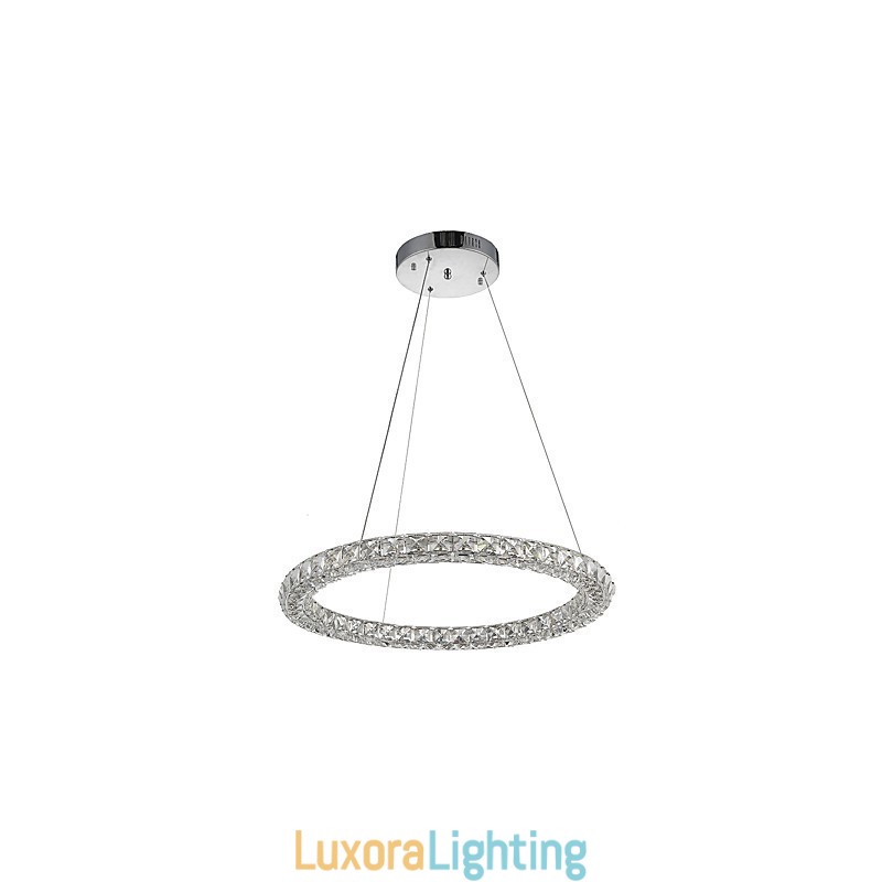 Designer Touch Decorative Modern Ring Crystal Pendant Light Crystal Chandelier Ceiling Light Indoor Lamps Fixtures Dimmable with Remote Control
