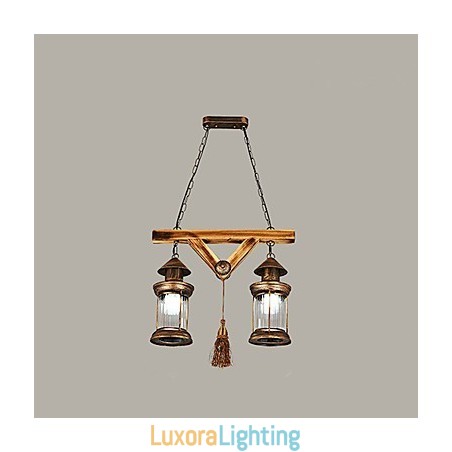 Designer Touch Decorative Rustic Lodge Globe Vintage Retro Country Painting Feature for Mini Style Designers Metal Chandelier