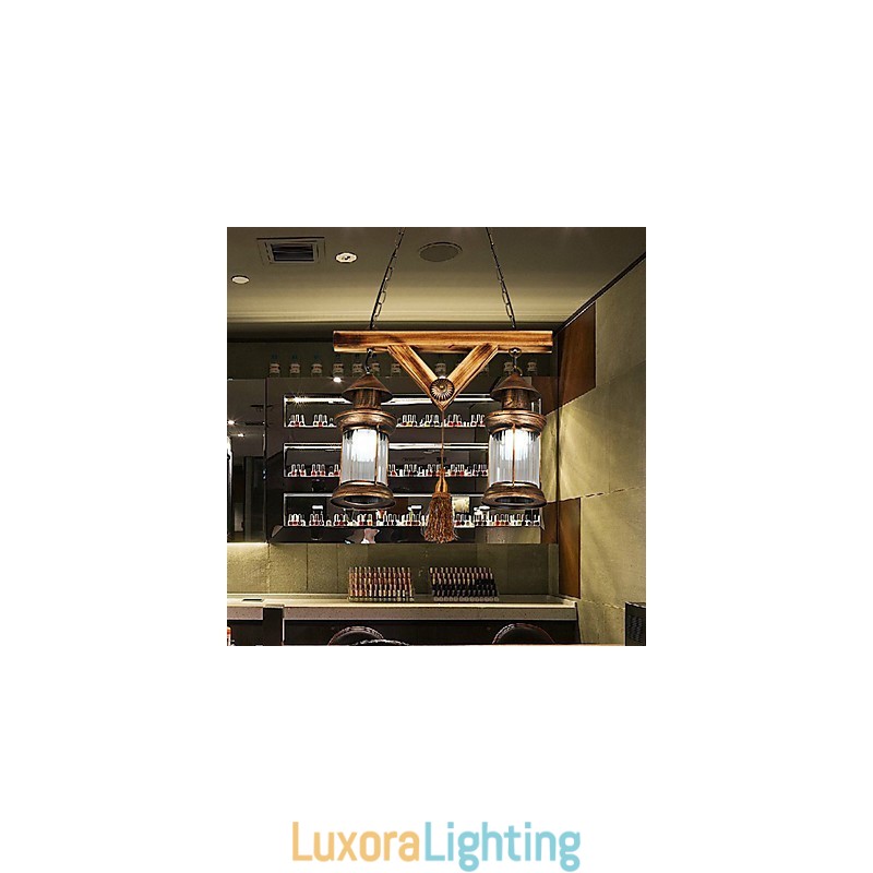 Designer Touch Decorative Rustic Lodge Globe Vintage Retro Country Painting Feature for Mini Style Designers Metal Chandelier