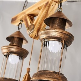 Designer Touch Decorative Rustic Lodge Globe Vintage Retro Country Painting Feature for Mini Style Designers Metal Chandelier