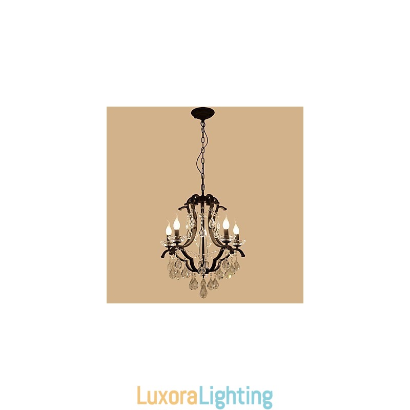 Designer Touch Decorative 5 Lights Crystal Chandelier Modern Contemporary Traditional Classic Rustic Lodge Vintage Retro Lantern Drum Country Painting