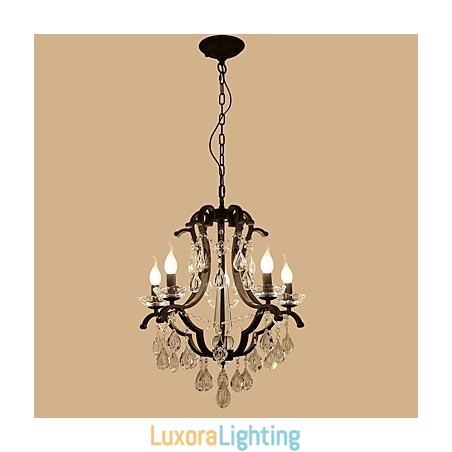 Designer Touch Decorative 5 Lights Crystal Chandelier Modern Contemporary Traditional Classic Rustic Lodge Vintage Retro Lantern Drum Country Painting