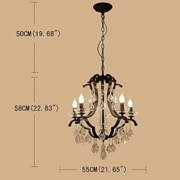 Designer Touch Decorative 5 Lights Crystal Chandelier Modern Contemporary Traditional Classic Rustic Lodge Vintage Retro Lantern Drum Country Painting