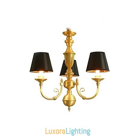 Designer Touch Decorative Chandelier Traditional Classic Country Brass Feature for Mini Style Metal 3 Bulbs