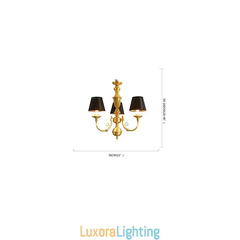 Designer Touch Decorative Chandelier Traditional Classic Country Brass Feature for Mini Style Metal 3 Bulbs
