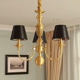 Designer Touch Decorative Chandelier Traditional Classic Country Brass Feature for Mini Style Metal 3 Bulbs
