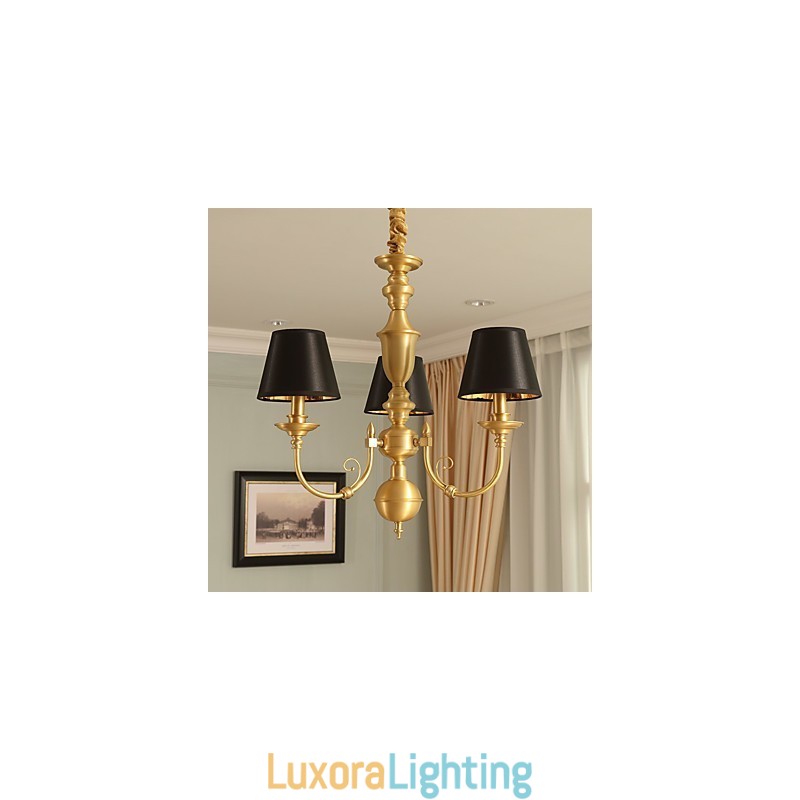 Designer Touch Decorative Chandelier Traditional Classic Country Brass Feature for Mini Style Metal 3 Bulbs
