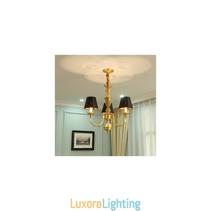 Designer Touch Decorative Chandelier Traditional Classic Country Brass Feature for Mini Style Metal 3 Bulbs