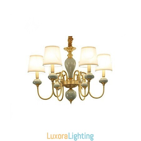 Designer Touch Decorative Chandelier Traditional Classic Country Brass Feature for Mini Style Metal 6 Bulbs