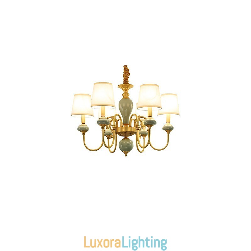 Designer Touch Decorative Chandelier Traditional Classic Country Brass Feature for Mini Style Metal 6 Bulbs