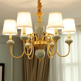 Designer Touch Decorative Chandelier Traditional Classic Country Brass Feature for Mini Style Metal 6 Bulbs