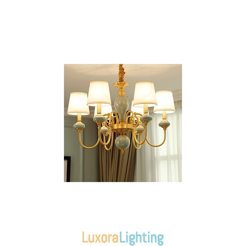 Designer Touch Decorative Chandelier Traditional Classic Country Brass Feature for Mini Style Metal 6 Bulbs