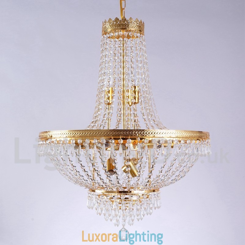 Designer Touch Decorative Traditional Classic Electroplated Feature for Crystal Mini Style Metal 9 Bulbs Chandelier