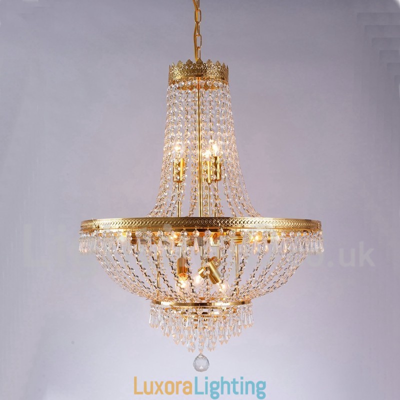 Designer Touch Decorative Traditional Classic Electroplated Feature for Crystal Mini Style Metal 9 Bulbs Chandelier