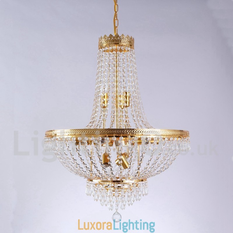 Designer Touch Decorative Traditional Classic Electroplated Feature for Crystal Mini Style Metal 9 Bulbs Chandelier
