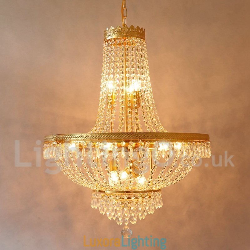 Designer Touch Decorative Traditional Classic Electroplated Feature for Crystal Mini Style Metal 9 Bulbs Chandelier