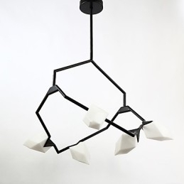 Designer Touch Decorative Five Light Post Modern Metal with Glass Peach Chandelier Lamp the Canteen Decorate Pendant Lamp