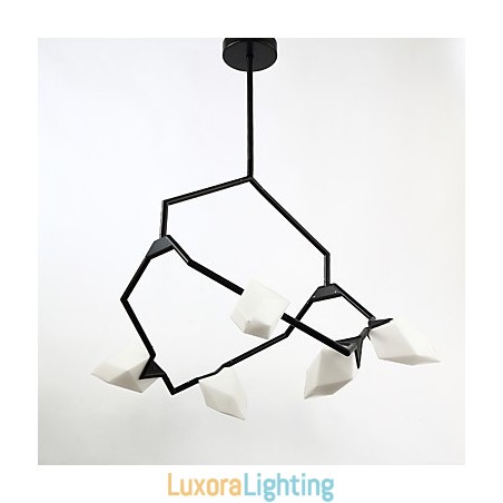 Designer Touch Decorative Five Light Post Modern Metal with Glass Peach Chandelier Lamp the Canteen Decorate Pendant Lamp