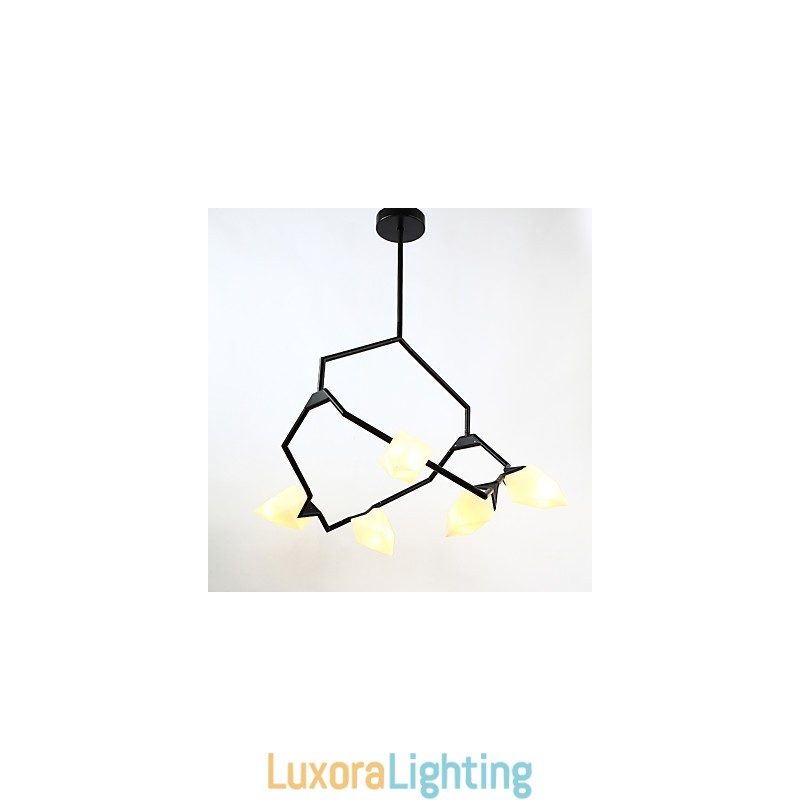 Designer Touch Decorative Five Light Post Modern Metal with Glass Peach Chandelier Lamp the Canteen Decorate Pendant Lamp