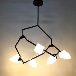 Designer Touch Decorative Five Light Post Modern Metal with Glass Peach Chandelier Lamp the Canteen Decorate Pendant Lamp