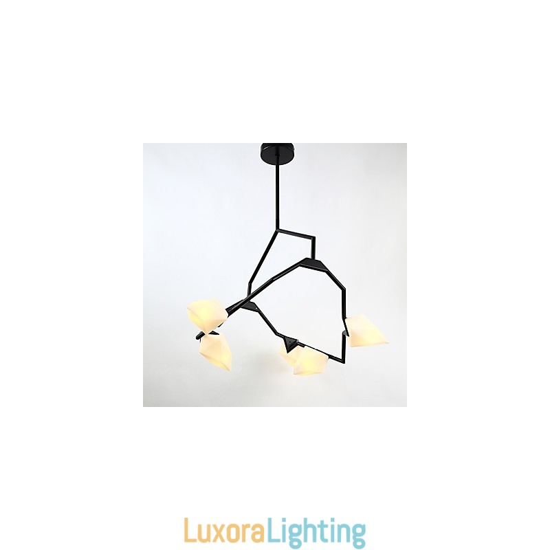 Designer Touch Decorative Five Light Post Modern Metal with Glass Peach Chandelier Lamp the Canteen Decorate Pendant Lamp