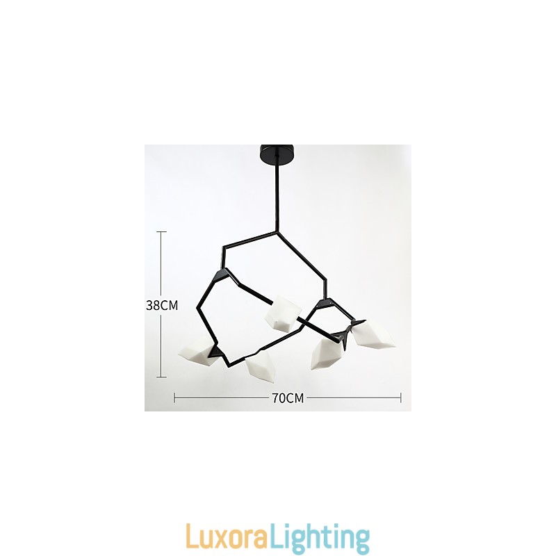 Designer Touch Decorative Five Light Post Modern Metal with Glass Peach Chandelier Lamp the Canteen Decorate Pendant Lamp