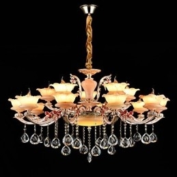 Designer Touch Decorative Pendant Light Zinc Alloy Feature for Crystal Mini Style Metal Indoors Shops 15 Bulbs